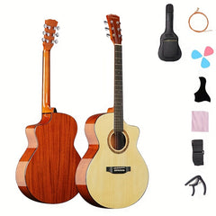 14 Cm Acoustic Wooden Guitar for Beginners with Accessories
