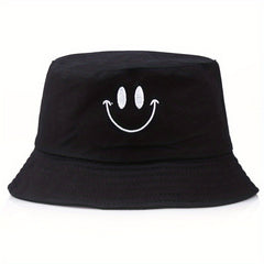 Happy Face Embroidery Bucket Hat Sun Protection Sunshade Hat