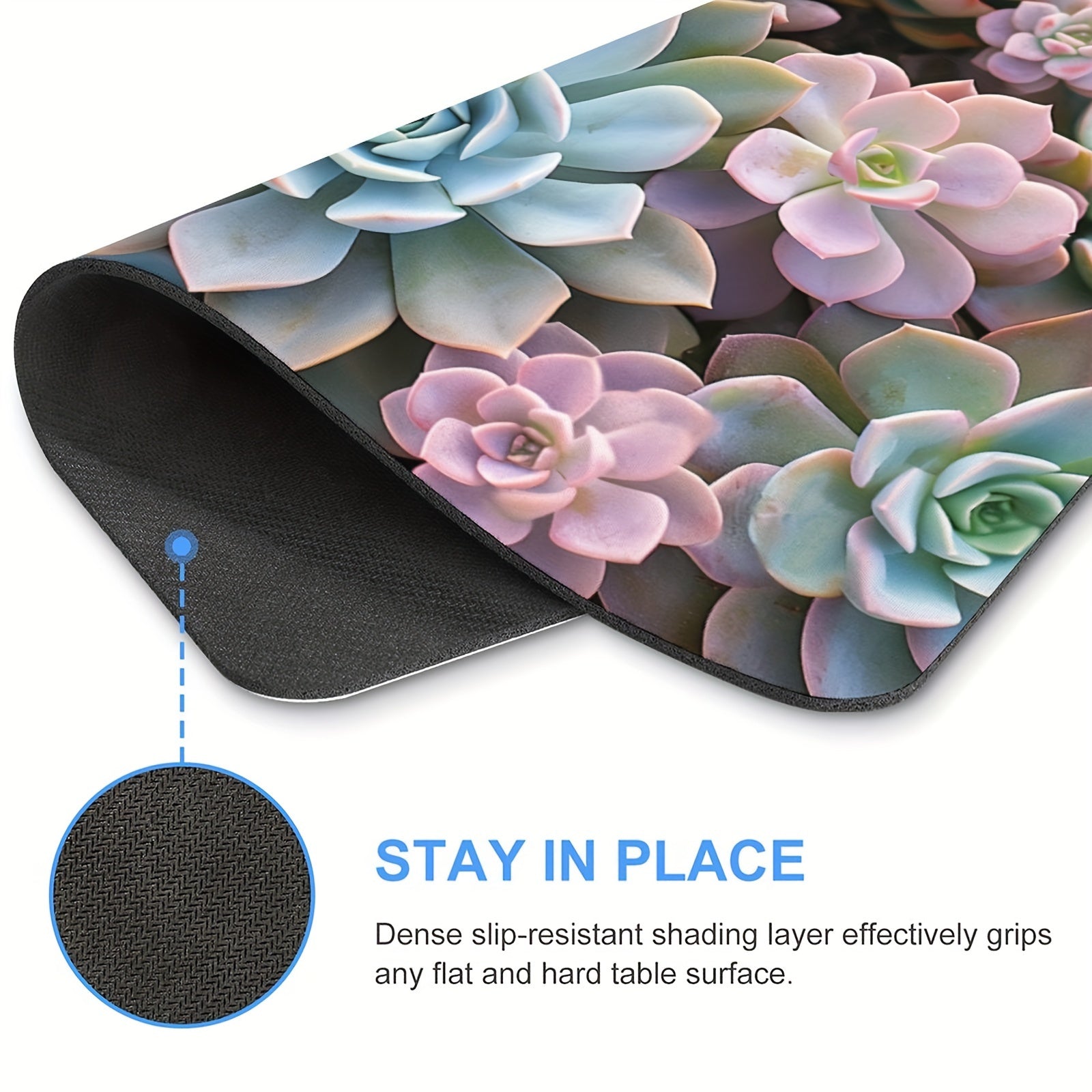 Succulents Mouse Pad Anti Slip Rubber Base Wireless Mouse Pads