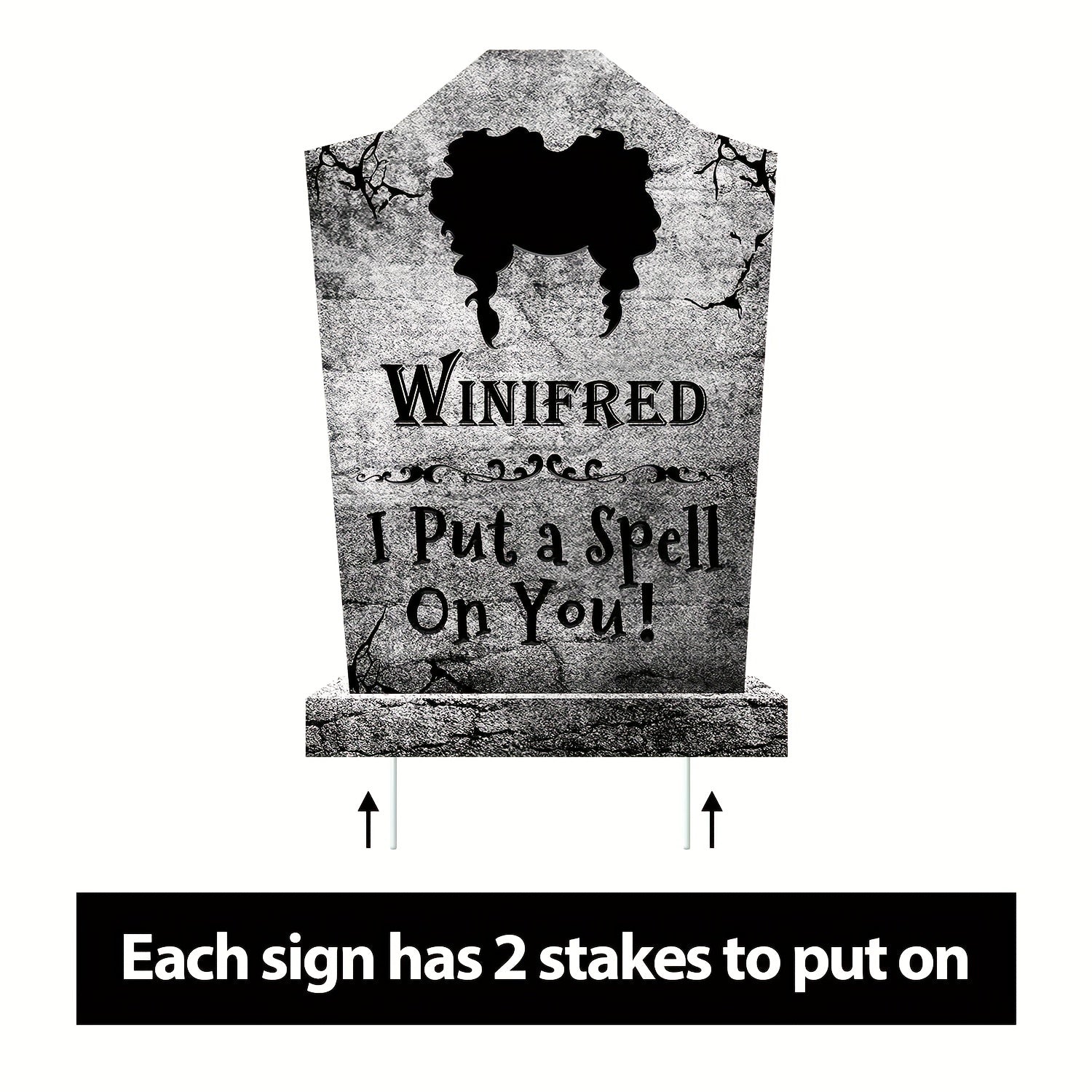 4pcs Halloween Decorations Witches Tombstones Gravestone Decor Yard Signs
