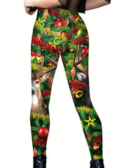 Christmas Print Sports Leggings High Waist Tight Pants