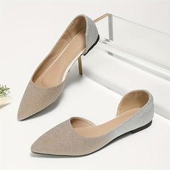 Glitter Ballet Flats Pointed Toe Slip On Shoes Wedding Evening Flat Shoes