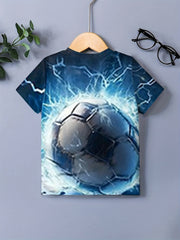 Lightning Football Tee for Boys 3D Digital Print