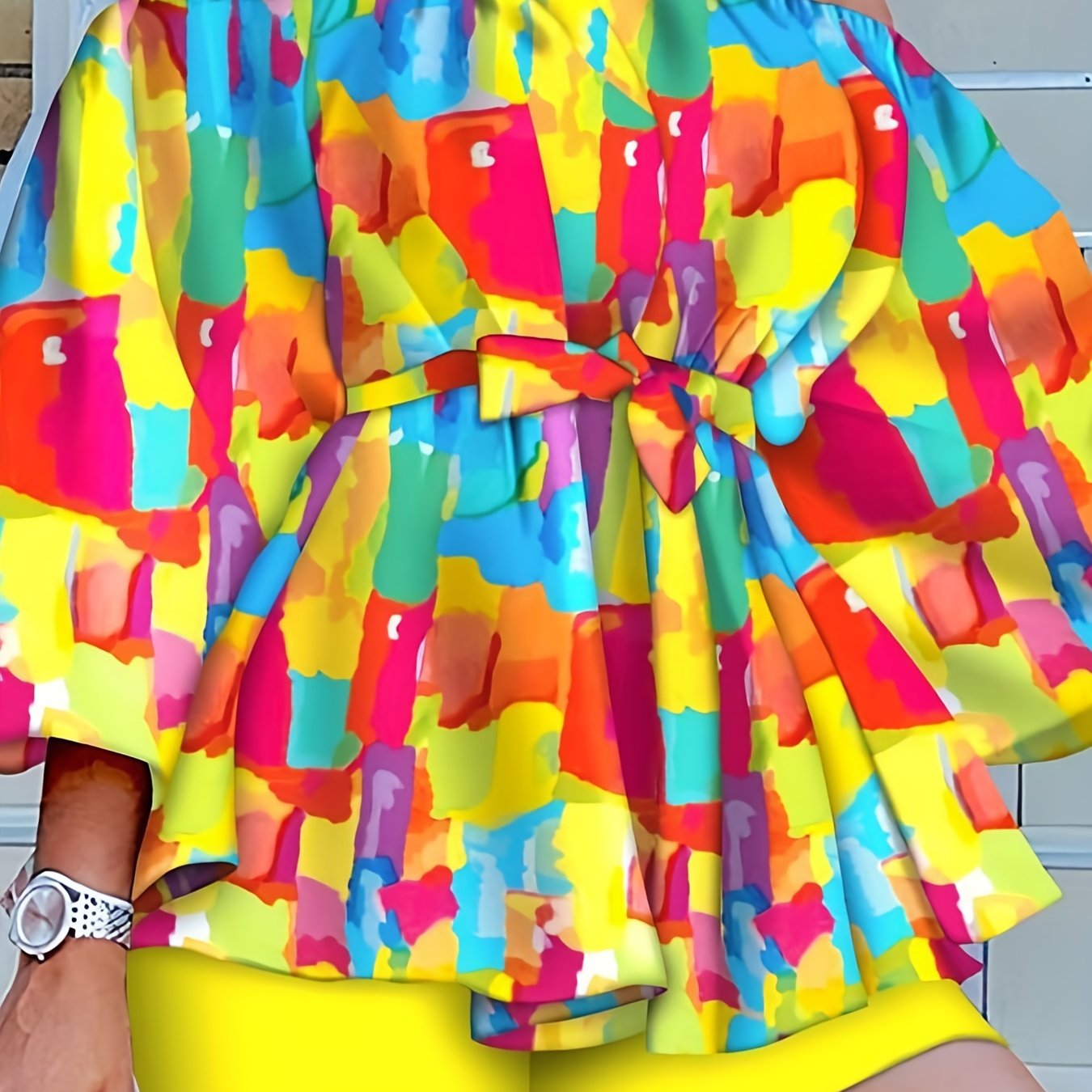 Funny Print Off Shoulder Top & Shorts Two Piece Set