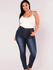 Women's Plus Button Fly High Waisted Skinny Jeans