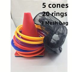 Throwing Game with 5 Soft Marking Buckets and 10-20 Mixed Furrels