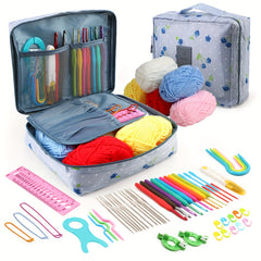 Cat Print Crochet Kit with Metal Hooks, Yarn, Scissors