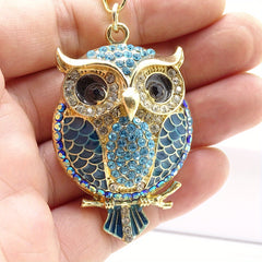 Owl Rhinestone Keychain Pendant Enamel Alloy Bag Ornament