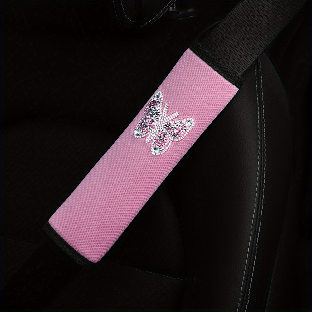 Pink Butterfly Car Seat Belt Shoulder Cover