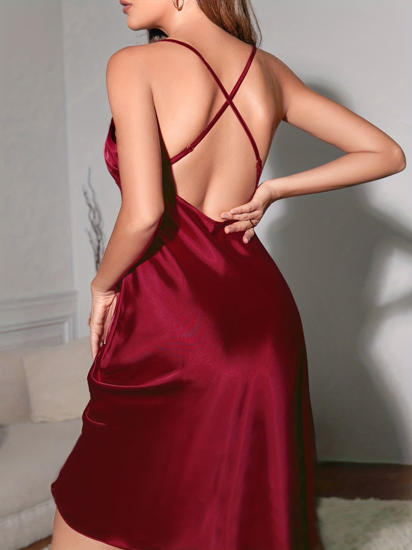 Lace Stitching Lounge Set Long Sleeve Robe & Slip Dress