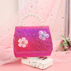 Kids Small Bright Leather Butterfly Flower Crossbody Bag