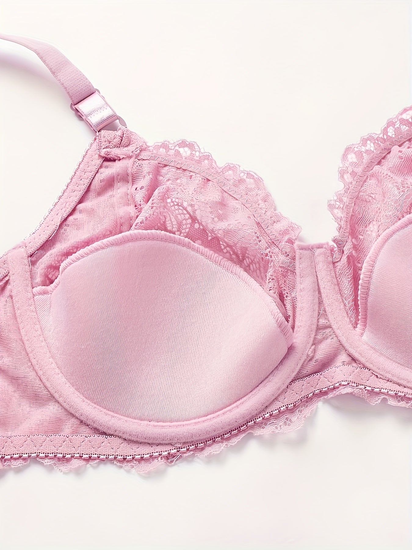 Contrast Lace Semi Sheer Plus Size Bra