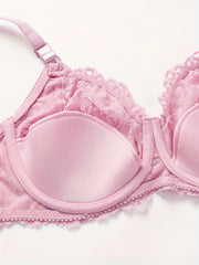 Contrast Lace Semi Sheer Plus Size Bra