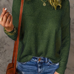 Solid Long Sleeve Round Neck Sweater Women's Casual Jumper