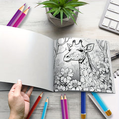 Deluxe Adult Coloring Book with Animal & Flower Designs, 20 Pages, Raccoon Cover