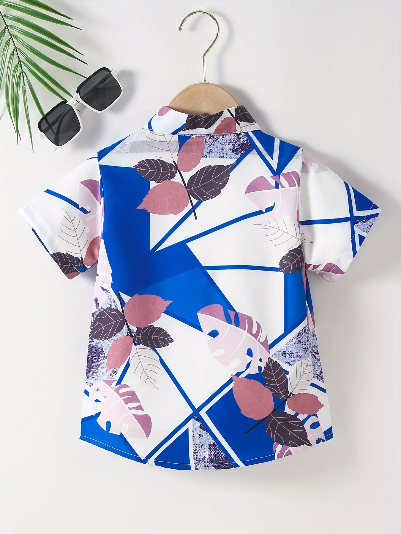 Boys Leaf Print Short Sleeves Shirt For Summer Kids Clothes