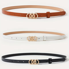 Crocodile Embossed Triple O Ring Buckle Belt Set