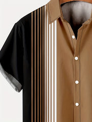 Stripe Pattern Print Men's Casual Short Sleeve Shirt