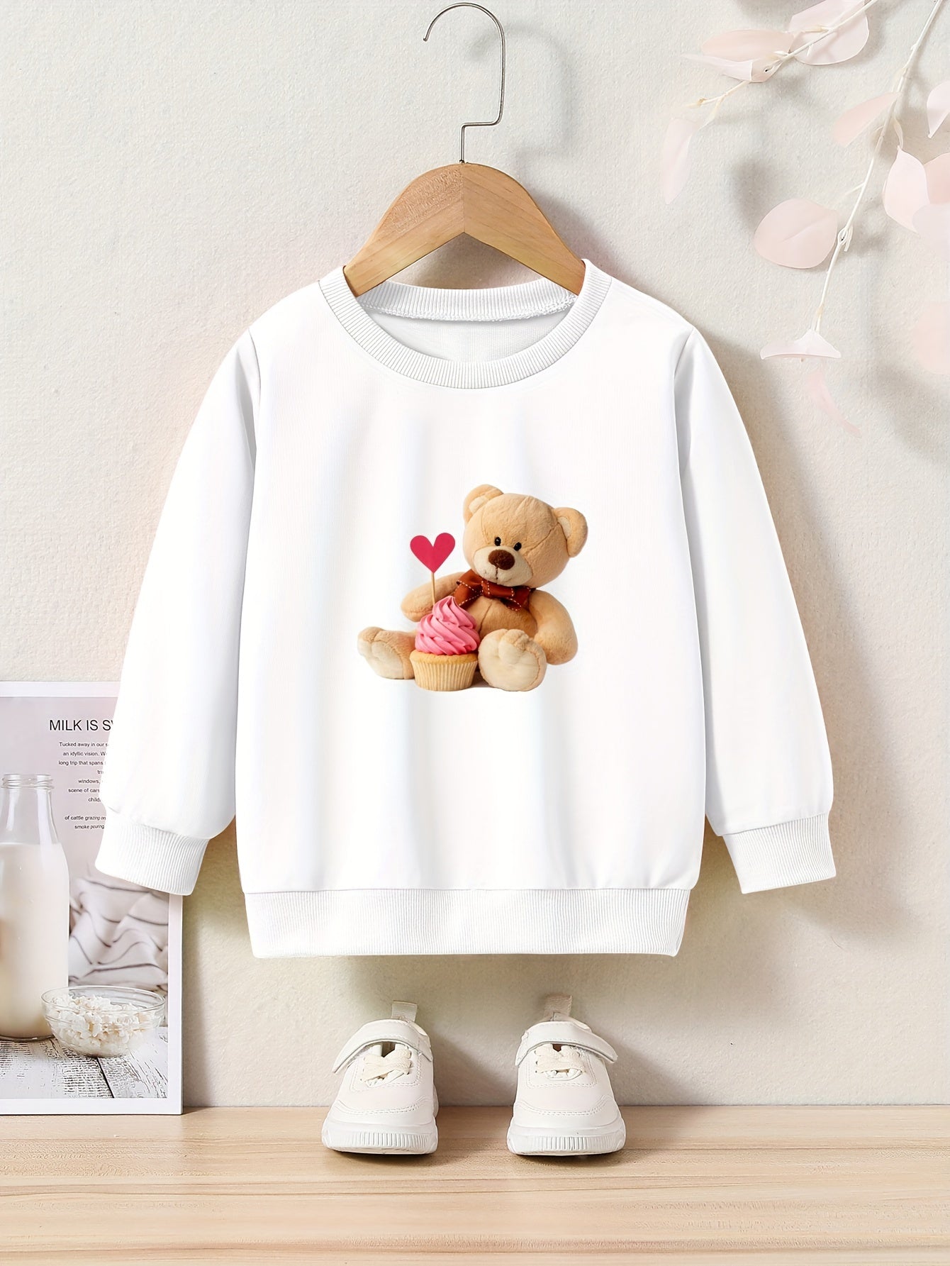 OERYUI Cute Bow Bear Graphic Sweatshirt for Kids