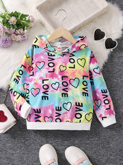 Girls Tie Dye Allover Print Casual Hooded Sweatshirt Pullovers Long Sleeve