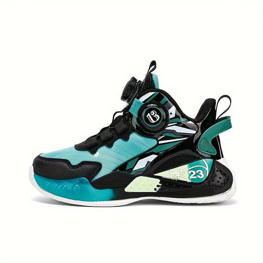 Boys Basketball Shoes Comfy Non Slip Sneakers with Rotating Buckle