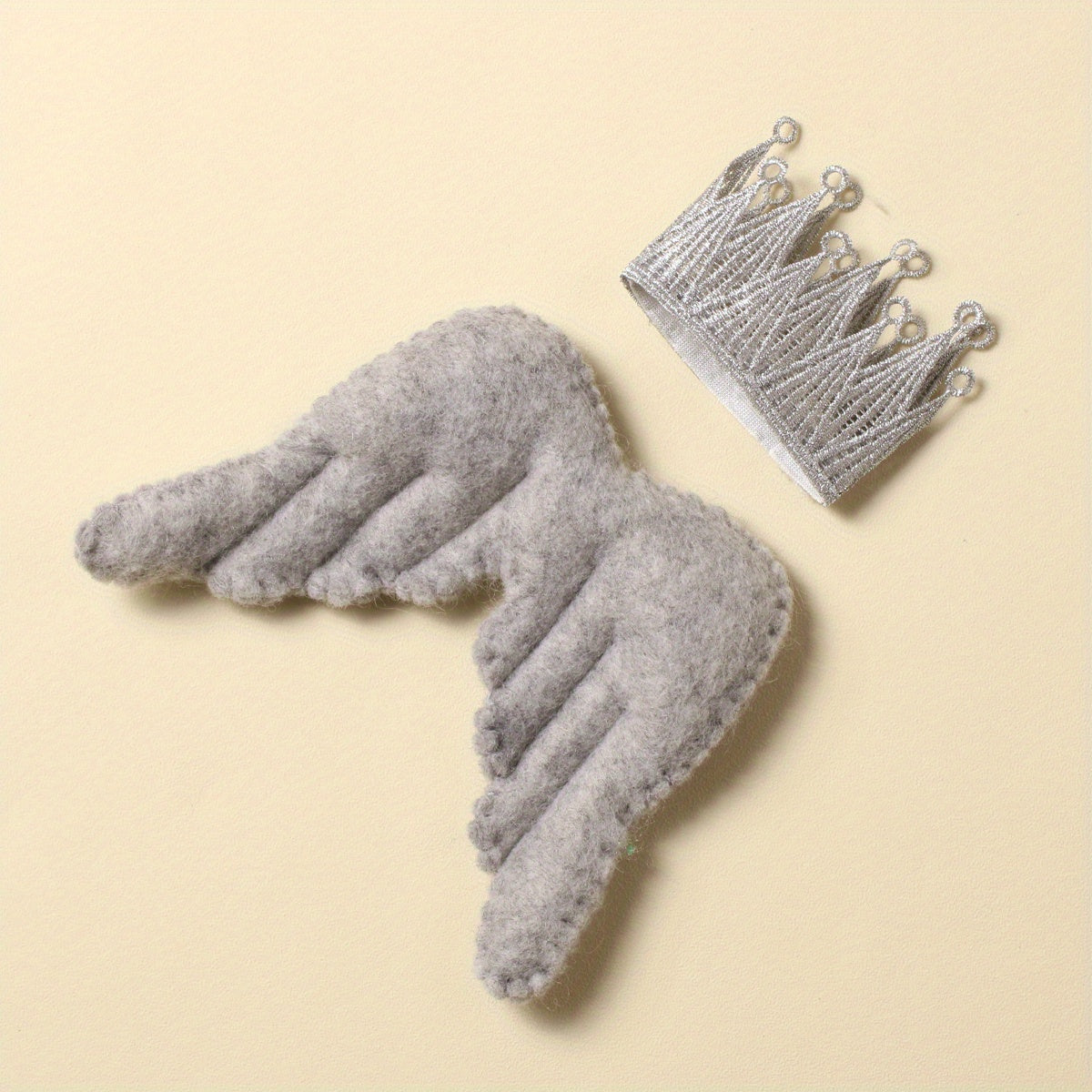 Newborn Wool Felt Angel Wings Crown Baby Photography Set