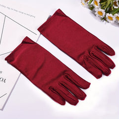 Solid Satin Gloves Elastic Thin Breathable Gloves for Women