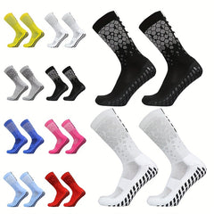 Non slip Silicone Athletic Socks Football Soccer Breathable Mid Calf Socks