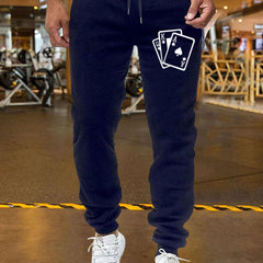 Card Pattern Joggers Men's Casual Loose Fit Drawstring