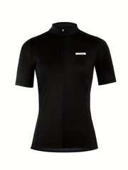 Letter Patched Cycling Jersey Moisture Wicking Skimming