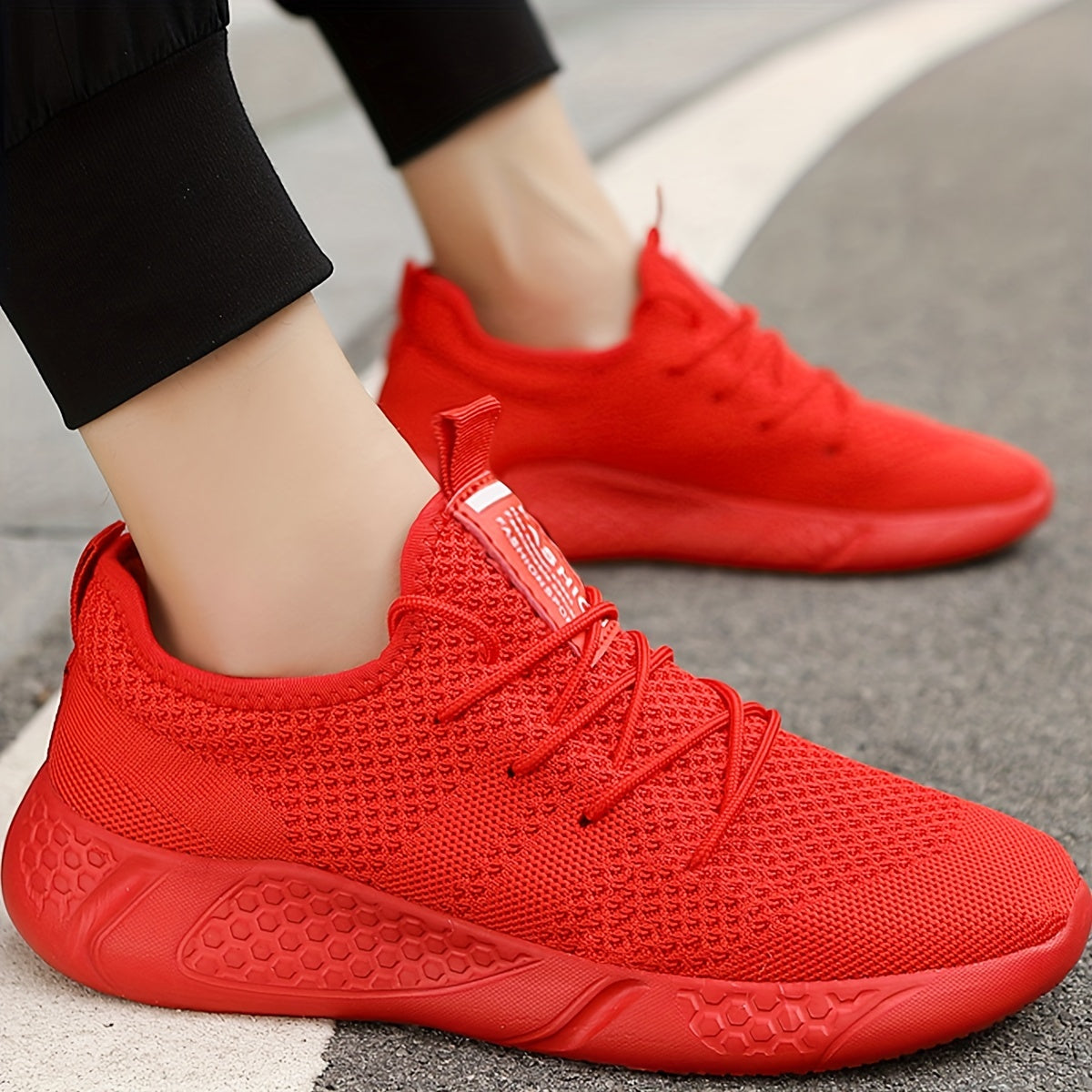 Men's Lace Up Knit Sneakers Breathable Outdoor Running Shoes