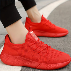 Men's Lace Up Knit Sneakers Breathable Outdoor Running Shoes