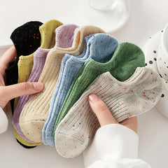 7 Pairs Colorful Polka Dot Socks Soft Lightweight Low Cut Ankle Socks Women's