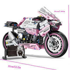 2710pcs Pink Motorcycle Building Block Set Stylish Toy Model Realistic Details