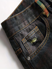 Men's Ripped Cotton Jeans Street Style Denim Pants