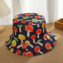 Men's Windproof Visor Mushroom Print Bucket Hat