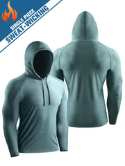 Men's Workout Hooded Shirt Active High Stretch Breathable Moisture Wicking