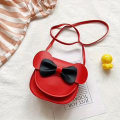 Kids Cartoon PU Leather Crossbody Bag with Bow Coin Purse