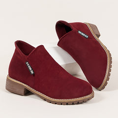 Women's Chunky Heel Ankle Boots Casual Non Slip Zipper Round Toe Short Boots