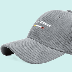 Gray Corduroy Baseball Cap Embroidery Casual Dad Hats Unisex Sun Hat