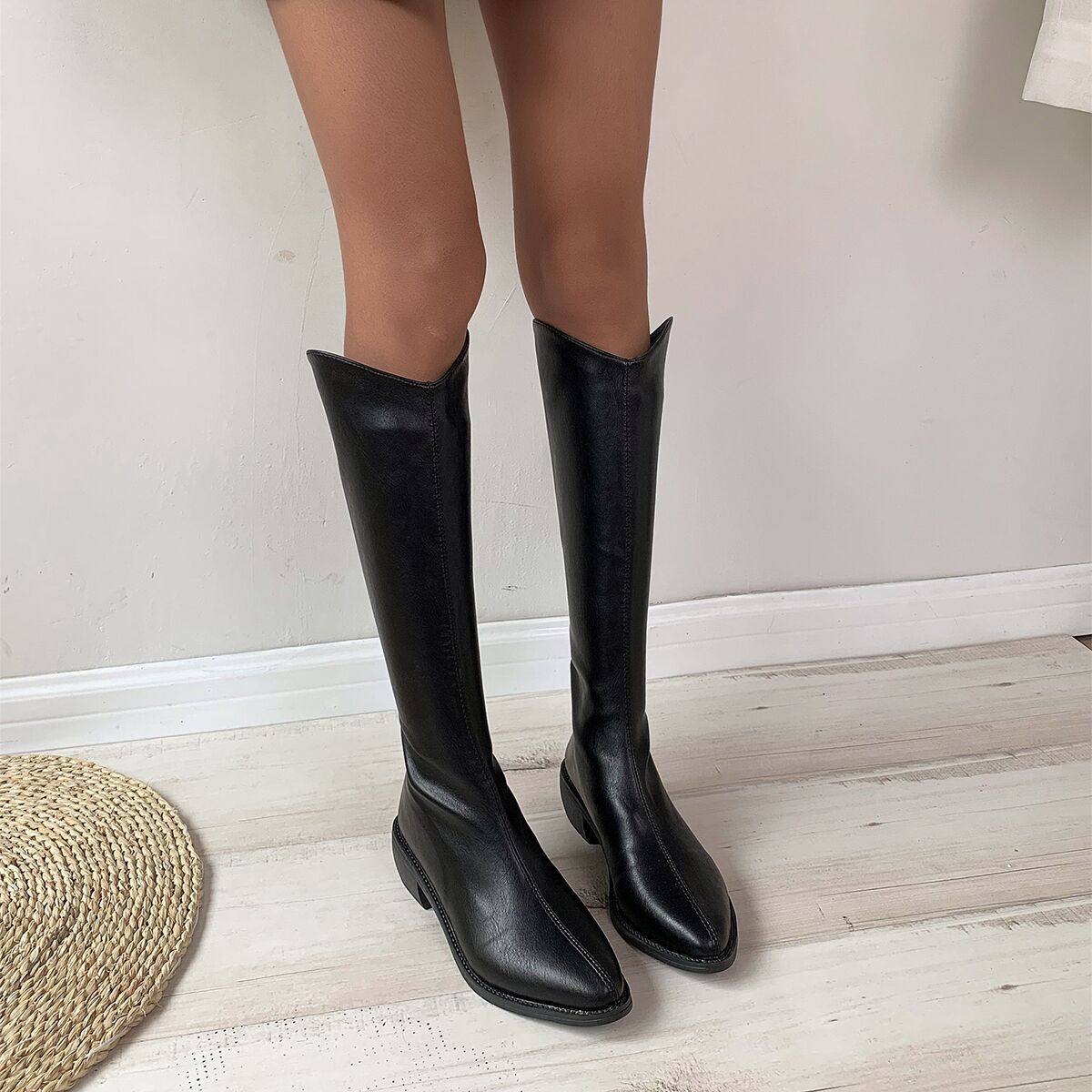 Chunky Heel Knee High Boots Women's Footwear