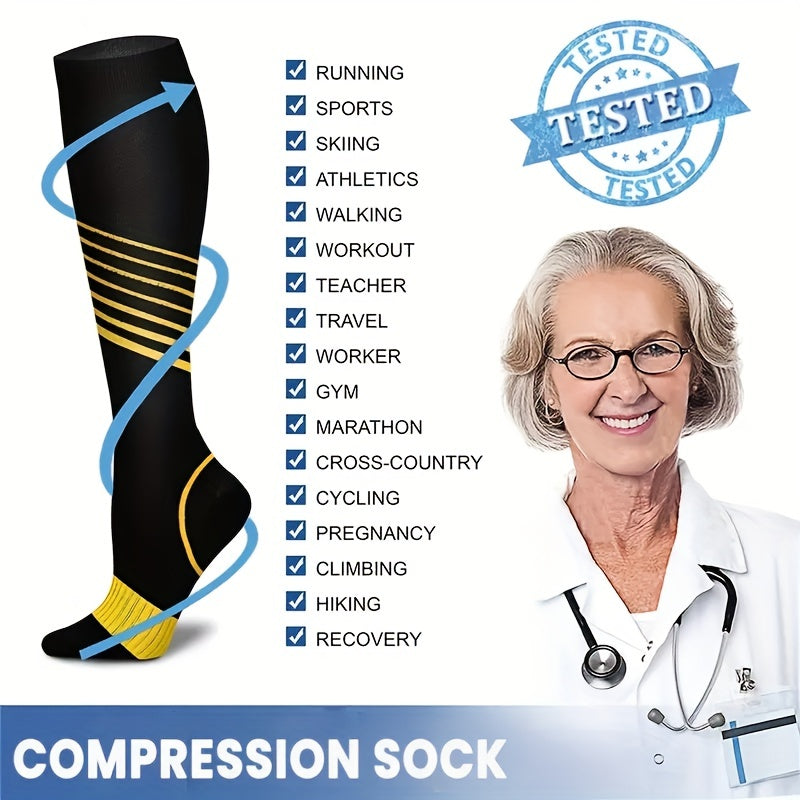 6 Pairs of Non-Slip Compression Thigh Socks for Fitness, Running, Cycling