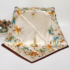 Flower Print Satin Shawl Silk Square Scarf Bandana Windproof Head Wrap