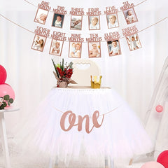 Pink Birthday Photo Clip Flags for Baby Showers