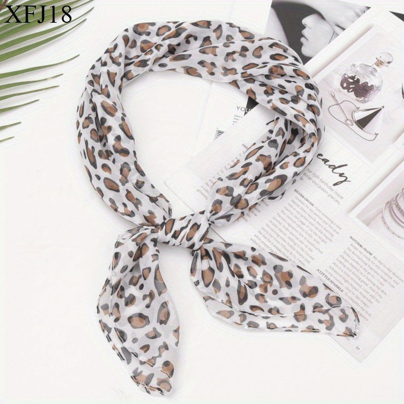 Leopard Bandana Chiffon Scarf Neck Neckerchief Polyester Head Wrap Charm