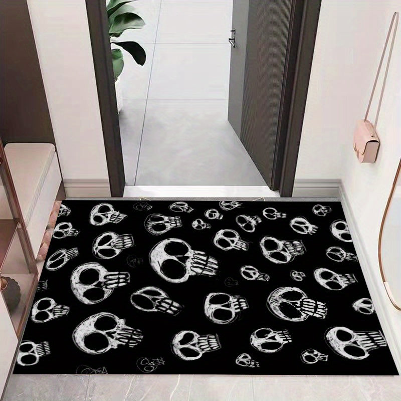 Gothic Skull Print Floor Mat, Non Slip Bathroom Kitchen Mat