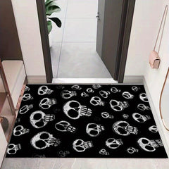 Gothic Skull Print Floor Mat, Non Slip Bathroom Kitchen Mat