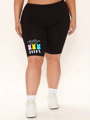 Women's Plus Rabbit Print High Rise Biker Shorts
