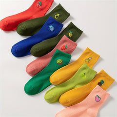 Cute Fruit Print Socks, Comfortable & Breathable Women's Stockings