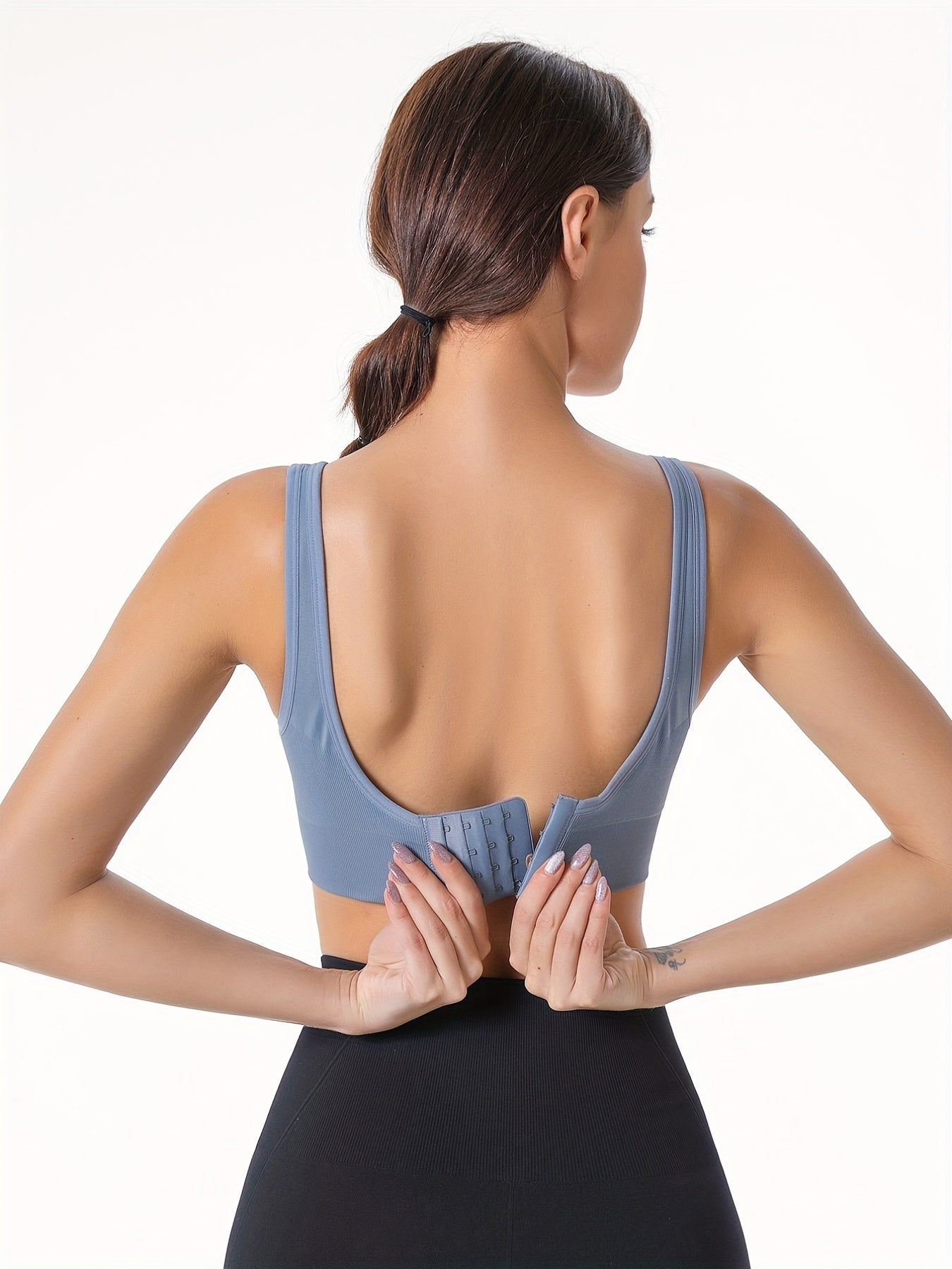 Adjustable Ribbed Sport Bra Comfy & Breathable Women's Underwear